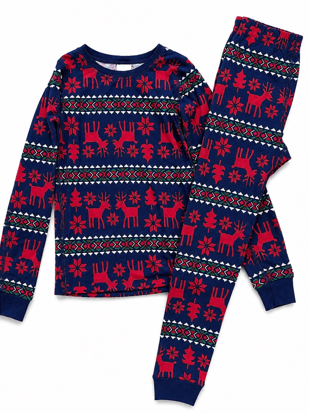 Hanna Andersson Navy & Red Reindeer Holiday Pajama Set